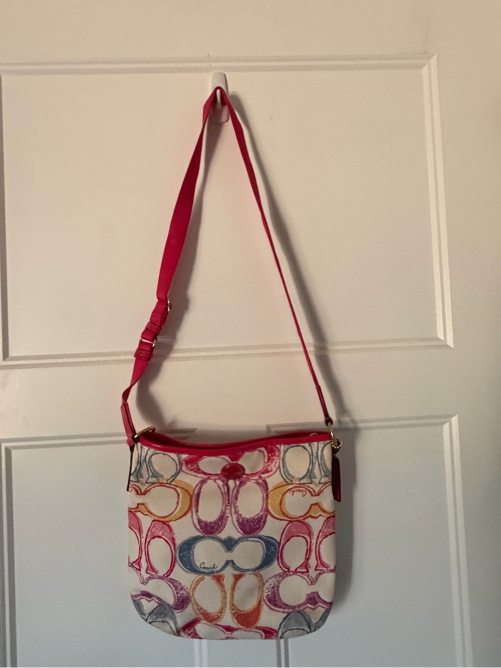Vintage Coach Signature Multicolor Crossbody Bag